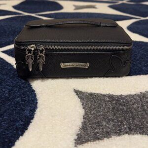 Chrome Hearts Black Leather Makeup Bag With Daggers